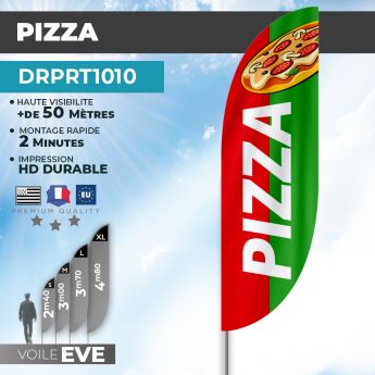 Drapeau PIZZA | Voile + Mat | avec ou sans Pied