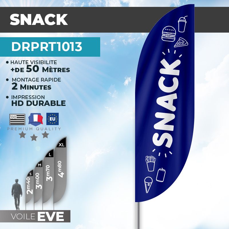 Drapeau SNACK | Voile + Mat | avec ou sans Pied
