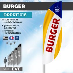 Drapeau BURGER | Voile + Mat | avec ou sans Pied