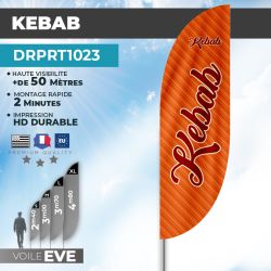 Drapeau KEBAB | Voile + Mat | avec ou sans Pied