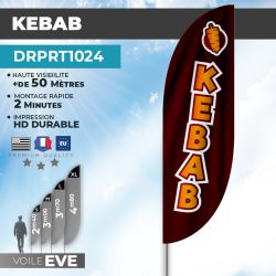 Drapeau KEBAB | Voile + Mat | avec ou sans Pied