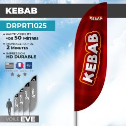 Drapeau KEBAB | Voile + Mat | avec ou sans Pied