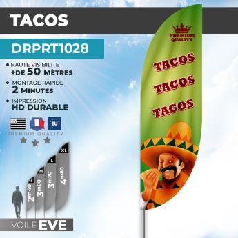 Drapeau TACOS | Voile + Mat | avec ou sans Pied
