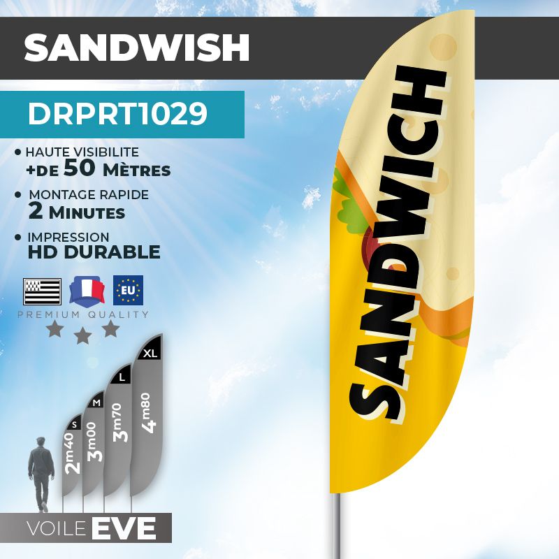 Drapeau SANDWICH | Voile + Mat | avec ou sans Pied