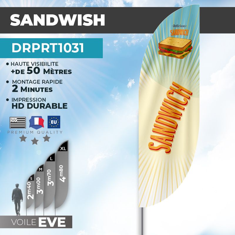 Drapeau SANDWICH | Voile + Mat | avec ou sans Pied