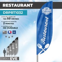 Drapeau RESTAURANT | Voile + Mat | avec ou sans Pied