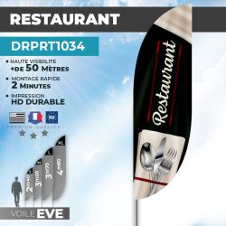 Drapeau RESTAURANT | Voile + Mat | avec ou sans Pied