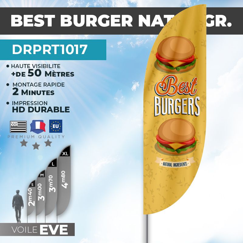 Drapeau BEST BURGER | Voile + Mat | avec ou sans Pied