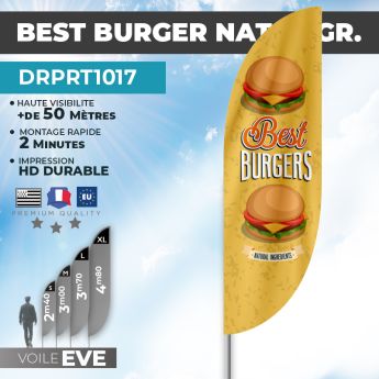 Drapeau BEST BURGER | Voile + Mat | avec ou sans Pied