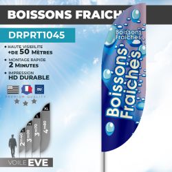Drapeau BOISSONS FRAICHES | Voile + Mat | avec ou sans Pied
