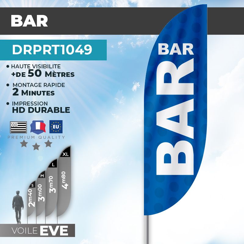 Drapeau BAR | Voile + Mat | avec ou sans Pied