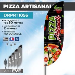 Drapeau PIZZA ARTISANALE | Voile + Mat | avec ou sans Pied