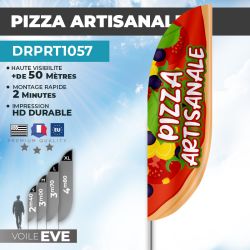 Drapeau PIZZA ARTISANALE | Voile + Mat | avec ou sans Pied