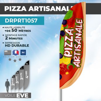 Drapeau PIZZA ARTISANALE | Voile + Mat | avec ou sans Pied