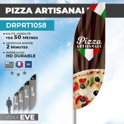 Drapeau PIZZA ARTISANALE | Voile + Mat | avec ou sans Pied