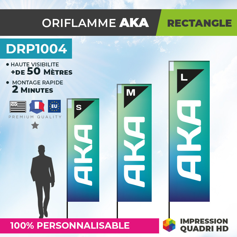 Drapeau oriflamme personnalisé AKA trois tailles