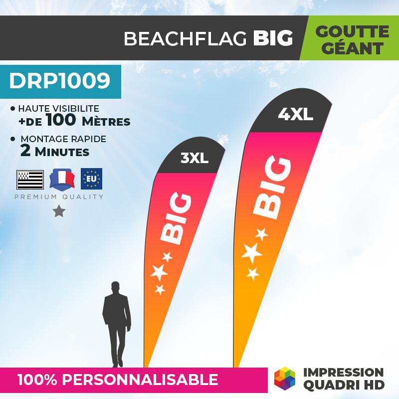 beachflag géant personnalisé forme goutte big