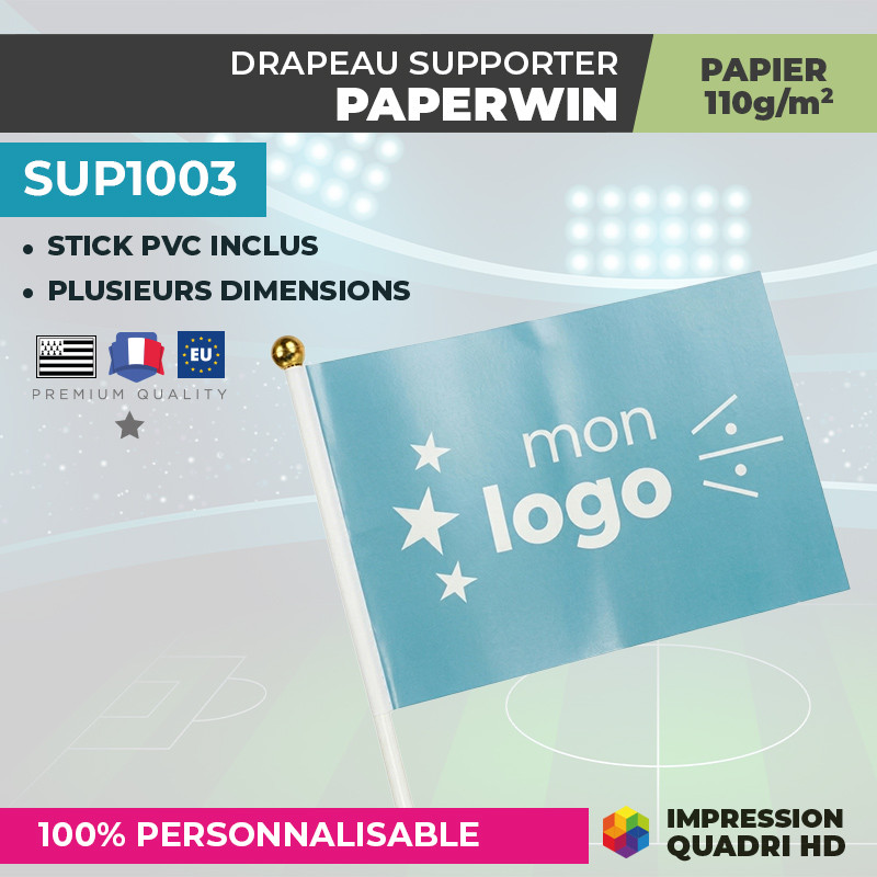 drapeau supporter en papier personnalisé paperwin